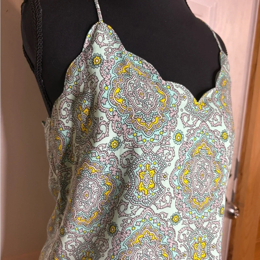 J. Crew Top Womens 2 Spaghetti Strap Racerback Colorful Lined Stretch Layering